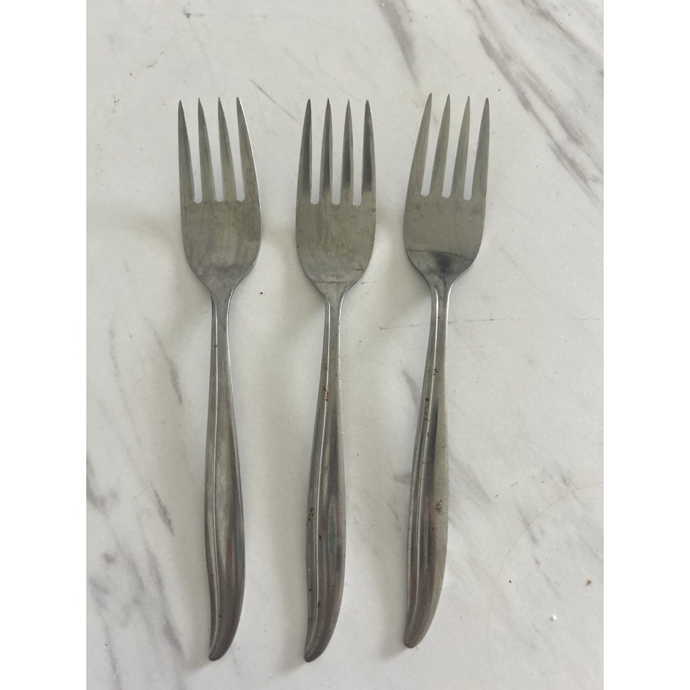 Amcrest Stainless Steel Salad Forks Troy Pattern‎ Japan Flatware Lot of 3
